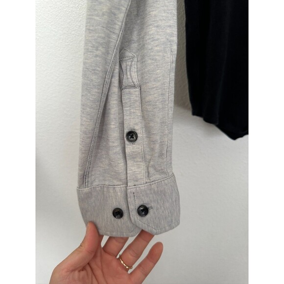 Kit & Ace Cashmere Blend Button Down Shirt Contrast Sleeve Gray Black Men Small - Picture 5 of 7